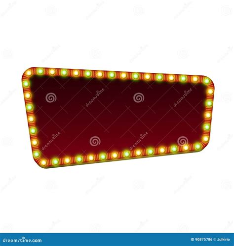 Red Street Marquee Sign With Light And Blank Space Stock Vector