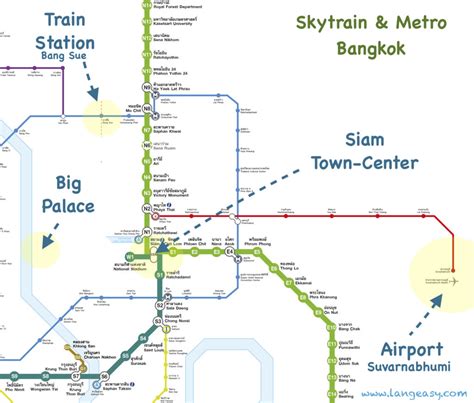The Skytrain Bts And Metro Mrt Of Bangkok Map And Tourist