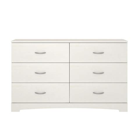 Ameriwood Home Crescent Point Vintage White 6 Drawer Standard Dresser