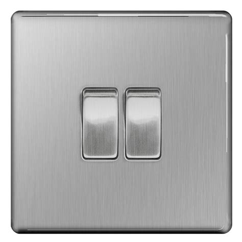 Bg Nexus Screwless Flat Plate Brushed Steel Switches And Sockets Grey