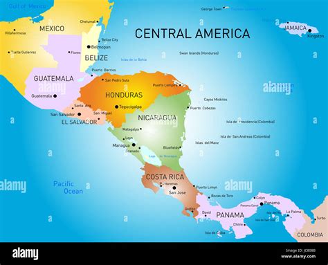 Vector Color Central America Map Stock Photo Alamy