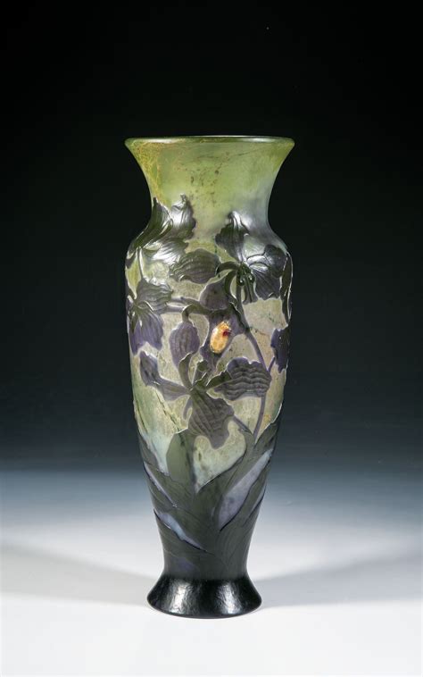 Emile Gallé Nancy 1846 1904 Blown Internal Inclusions And Engraved Glass Vase
