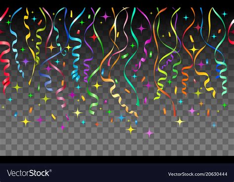 Streamers And Confetti Transparent Background Vector Image