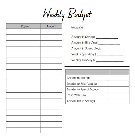 Weekly Budget Template Printable Pdf Hot Sex Picture