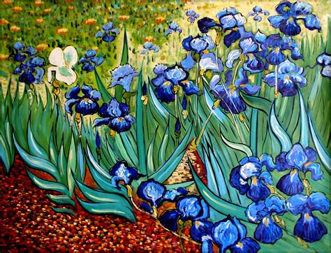 Van Gogh Irises In The Garden Repro Hand Painted Oil Painting 36x48in