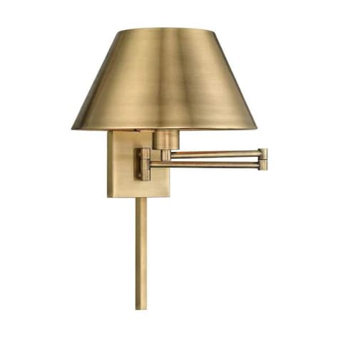 Livex Lighting Swing Arm Wall Lamps 1 Light Antique Brass Swing Arm