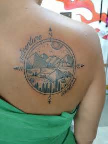 Adventure Awaits Compass Tattoo With Mountains Hiking Tattoo Compass