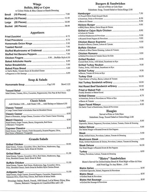 Menu At Armstrongs Restaurant Moon Thorn Run Rd