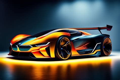 Lexica Futuristic Bmw Supercar With Glowing Graphics In Showroom