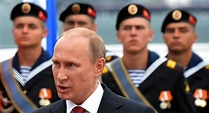 Russian President Vladimir Putin giving a speech celebrating the ...