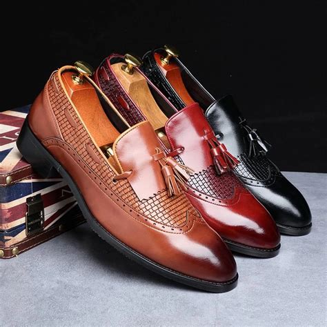 Men Dress Shoest Luxury Fashion Italian Style Leather Loafer Shoes Agodeal Dress Shoes Men
