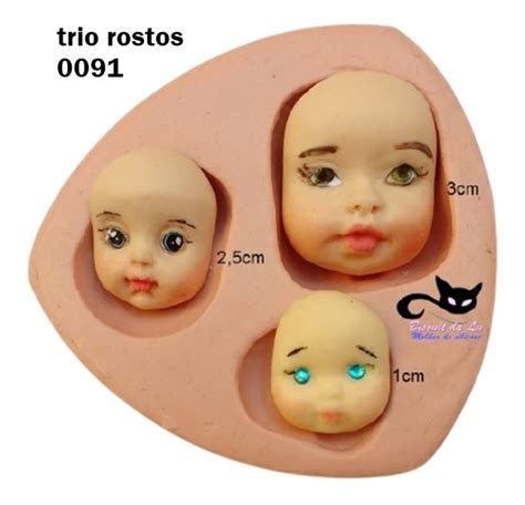 Molde Silicone Trio De Rostos Bebês Biscuit Bl0091 Parcelamento Sem Juros