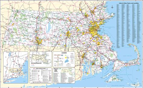 Large Scale Detailed Roads And Highways Map Of Massachusetts State With