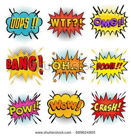 Cartoon bubble sound effects (28). Collection of Sound effects wording comic speech bubble in ...