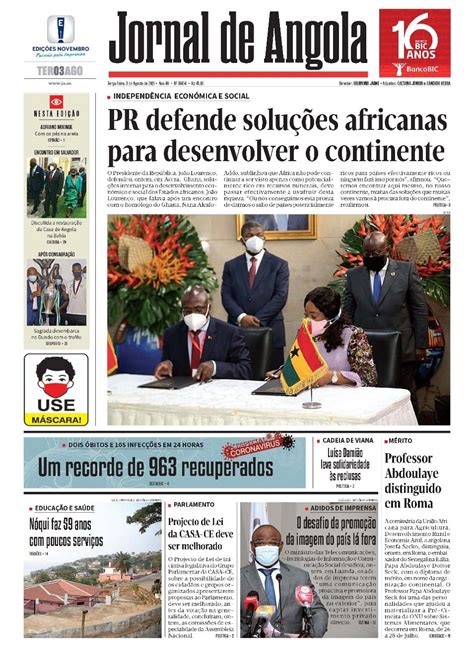 Jornal De Angola Terça 03 De Agosto De 2021