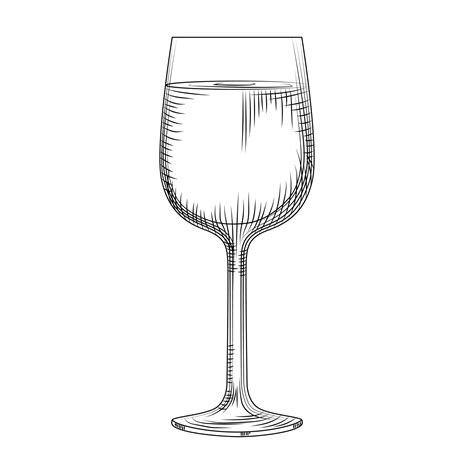 Hand Drawn Full Wine Glass Sketch Illustration Isolated On White