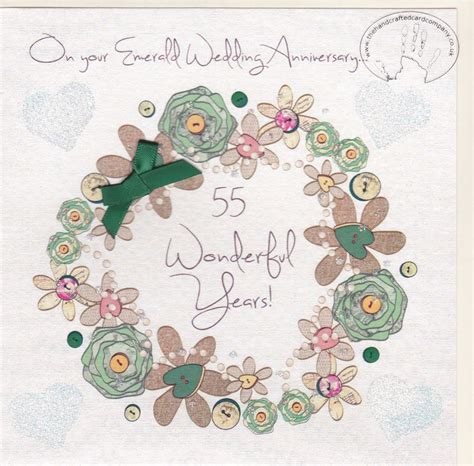 Handmade Emerald Wedding Anniversary Card Karenza Paperie