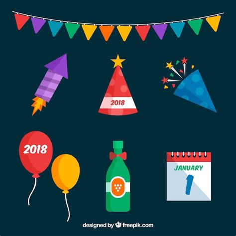 New Year Party Elements Vector Gratis