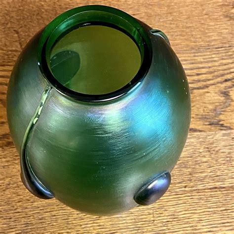 Early 20th Century Loetz Green Iridescent ‘tadpole’ Vase Glass Hemswell Antique Centres