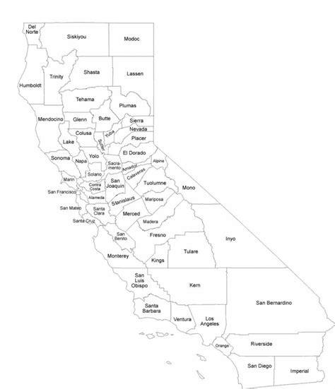 California County Map With County Names Free Download
