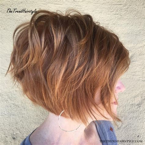 Inverted Caramel Bob With Wavy Layers 60 Short Shag Hairstyles That