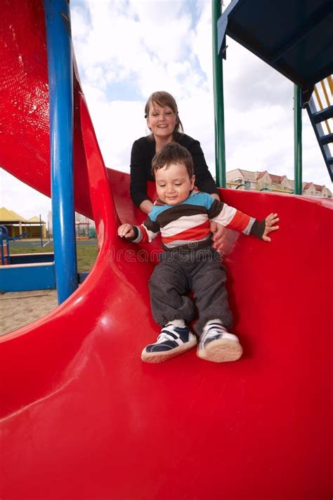 Little Boy Playing On Slide Stock Image Image Of Park Kids 85261645