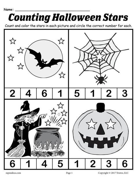 Printable Preschool Halloween Counting Worksheet Halloween