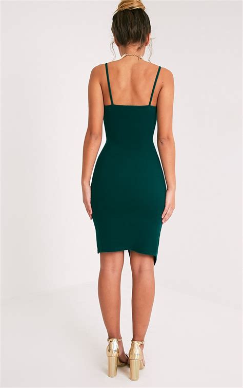 Lauriell Emerald Green Wrap Front Midi Dress Prettylittlething Aus