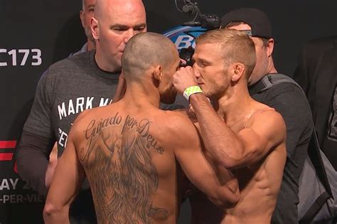 Renan Barao Vs TJ Dillashaw Staredown Pic From UFC Weigh Ins