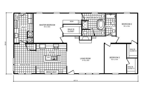 Floorplan 1714 60x32 Fk32 Heritage 58fre32603ch Oakwood Homes Of