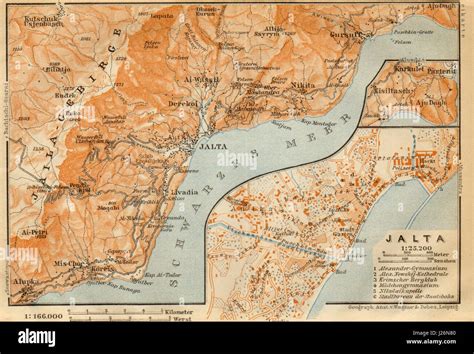 Yalta Towncity Plan Ukraine Jalta Baedeker 1912 Old Antique Map