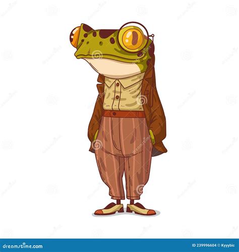 A Gentleman Frog Vector Illustration Stylish Humanized Frog Stock