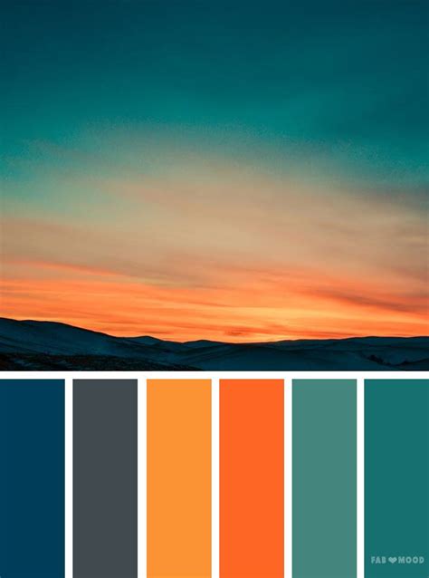 Orange Teal Sky Inspired Color Palette Orange Color Palettes Color