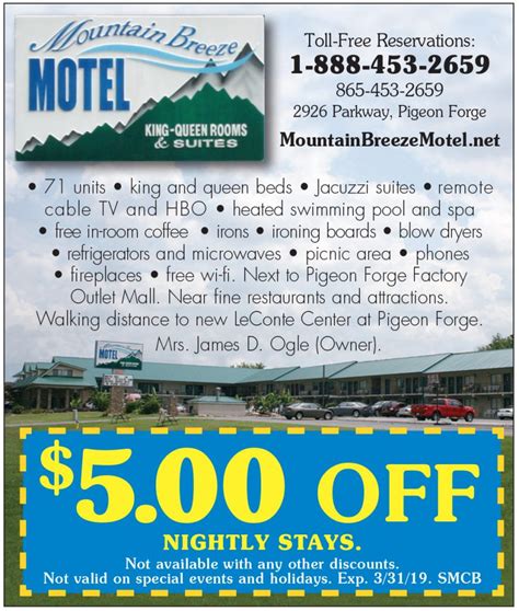 Mountain Breeze Motel Coupon Free Printable Dollywood Coupons Free