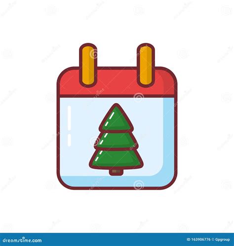 Merry Christmas Pine Tree Calendar Vector Design Stock Vector