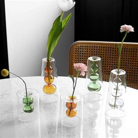 Double Glass Vase Bubble Vase Modern Vase Minimalist Plant Etsy