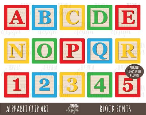 Colored Alphabet Blocks Font Easy Block Letters