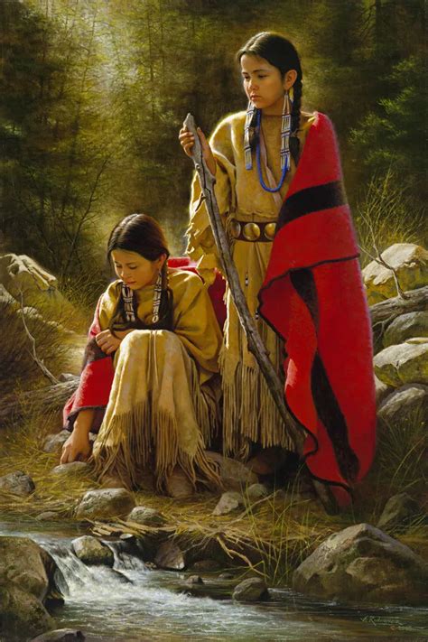 Buy 2017 Home Office Top Art American Indian Native Two Girls Art Oil Painting