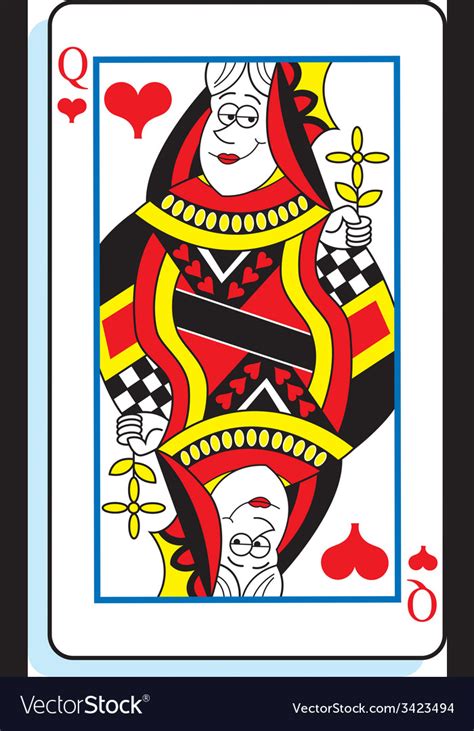 Cartoon Queen Of Hearts Playing Card Royalty Free Vector