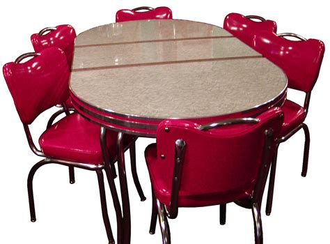 Red Retro Kitchen Table Chairs 4 5583 