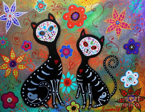 My 2 Cats Dia De Los Muertos Painting By Pristine Cartera Turkus