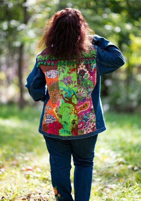 Embroidered Denim Jacket Boho Jacket Hippie Jacket Squirrels Love