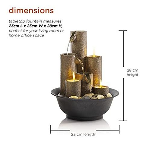 Alpine Corporation Wct202 Tiered Column Tabletop Fountain W 3 Candles