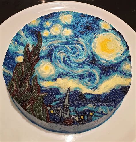 I Made A Cake Inspired By Van Goghs Starry Night Rcakedecorating