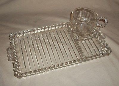Retro Hazel Atlas Clear Beaded Glass Luncheon Plate W Cup Boopie Snack