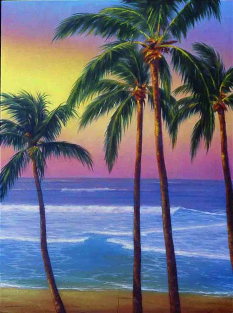 Tropical Sunset Seascape Paintings Beach Art Beach Drawing