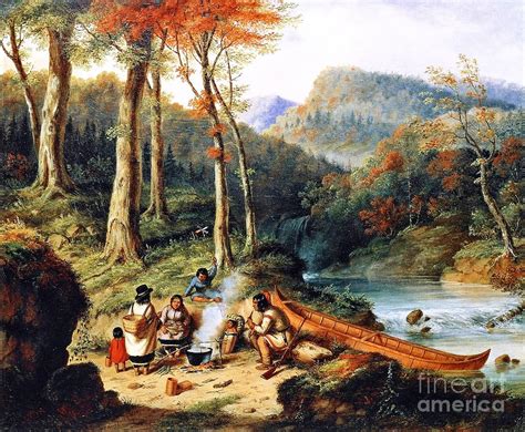 Huron Indians At Portage Painting By Thea Recuerdo Fine Art America