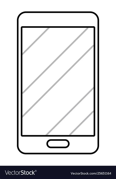 Cellphone Icon Cartoon In Black And White Vector Image