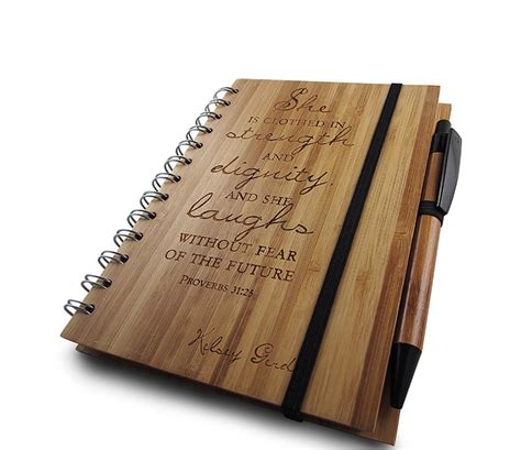 Custom Engraved Bamboo Notebook With Pen Personalized Etsy