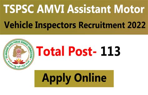 TSPSC AMVI Assistant Motor Vehicle Inspectors Recruitment 2022